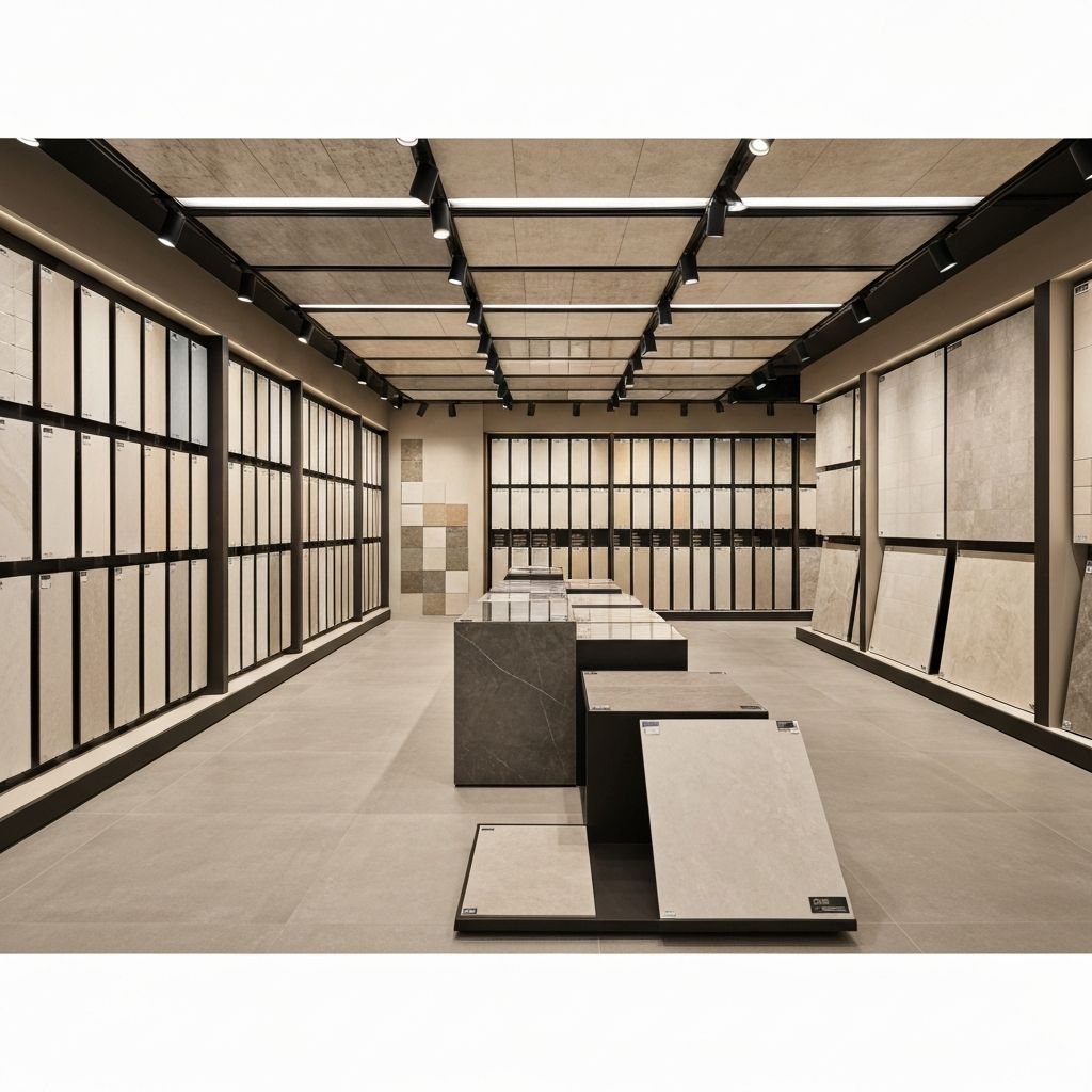 Weidinger's elegant showroom with beautiful tile displays